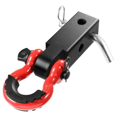 Image of VEVOR Shackle Hitch Receiver 2&quot;, 65900 lbs Breaking Strength, D Ring with Trailer Lock Pin, Heavy Duty Towing Accessories for Trucks, Jeeps, Off Road Vehicle Recovery, Aluminum Alloy