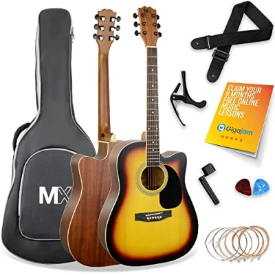 Image of MX by 3rd Avenue Performance Series Acoustic Guitar Full Size Package with Sunburst Cutaway Spruce Top