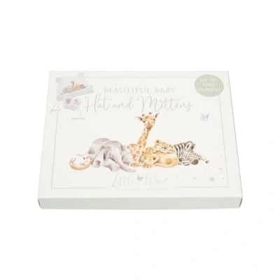 Image of Wrendale Designs &#039;Little Savannah&#039; African Animal Newborn Hat and Mitten Set