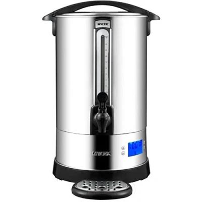 Image of MYLEK Catering Urn, 20L Hot Water Boiler Dispenser, Commercial Digital Urn Kettle, Brews and Mulled Wine Heater Energy Efficient, Stainless Steel, 60 100C Thermostat, Cafe, Office, Home, 20 Litre