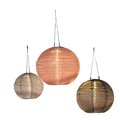 Image of NOMA Solar Mandarin Round Lantern, 30 cm Colour May Vary (Pack of 1), Grey/Light Blue/Pink