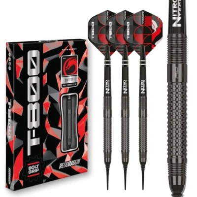 Image of RED DRAGON Darts T 800 90% Professional Tungsten 18g barrel / 20g Full Weight Soft tip Set with Dart Flights and Shafts (Stems)