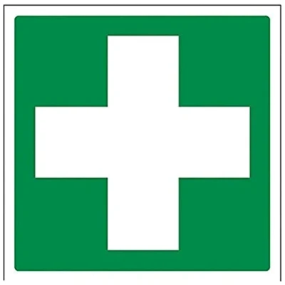Image of V Safety First Aid Logo Sign 200mm x Self Adhesive Vinyl