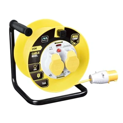 Image of Masterplug 110 Volts Site Power Two Socket Cable Reel, 25 Metre