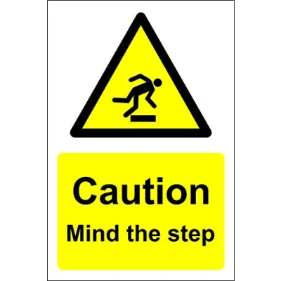 Image of Caution Mind the step Safety sign 1.2mm Rigid plastic 300mm x 200mm