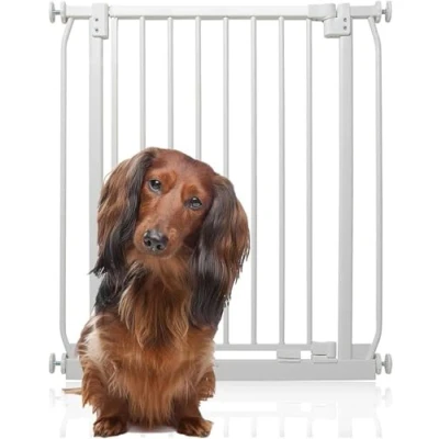 Image of Bettacare Elite Pressure Dog Gate Narrow, 65.5cm 74.5cm, Matt White, Narrow Fit Pet for and Puppy, Barrier, Easy Installation
