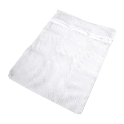 Image of Fackelmann Laundry Bag, Clothes Protection Washing Machine Net with Zip, Plastic, 22.6x11.6x1.5cm, White