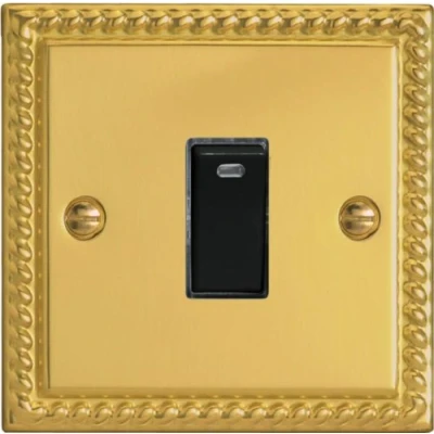 Image of Varilight 1 Gang, 20 Amp, Double Pole Switch with Neon Georgian Brass XG20NB