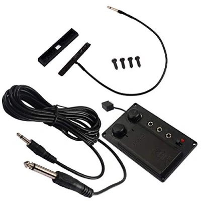 Image of Alnicov Black Electric Violin Silent EQ Pickup Piezo with Plug Hole Cable Outfit Stringed Instrument Parts