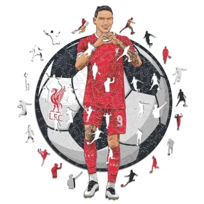 Image of Iconic Puzzles, Darwin Nuñez, Liverpool, 100% eco sustainable wooden puzzle with official license, size M, 270 pieces, jigsaw for children and adults