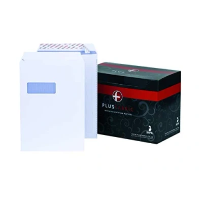 Image of Plus Fabric C4 Prestige White 120gsm Window P&amp;S Pocket Powertac Box of 250 Envelopes