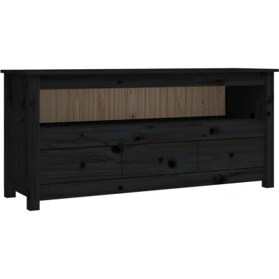 Image of vidaXL TV Cabinet Black 114x35x52 cm Solid Wood Pine