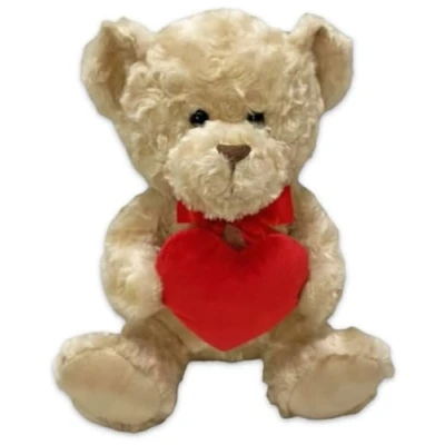 Image of Quickdraw 25cm Valentines Day Teddy Bear with Love Heart or Rose Cute Soft Plush Fluffy (Bear Heart)