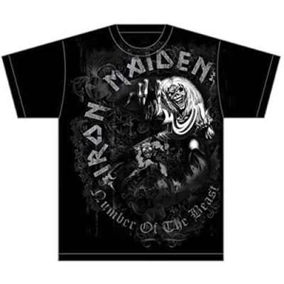 Image of Rock Off Iron Maiden Men NOTB Grey Tone Short Sleeve T Shirt, Black, Small