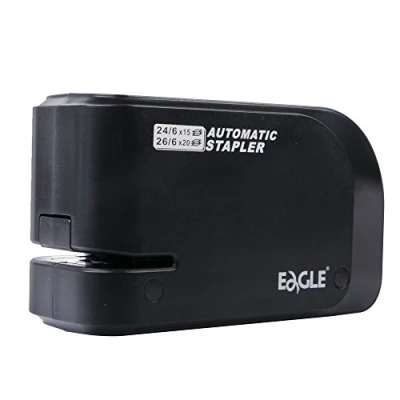 Image of Eagle Electric Stapler, Heavy Duty Automatic 20 Sheet Capacity, Battery or AC Powered, Black