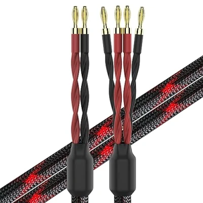 Image of k4B 2B Bi Wire Speaker Cable (2 Banana Plugs 4 Plugs), 1pair Set (Total 12banana (5M(16.4ft))