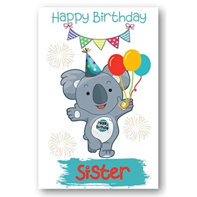 Image of Second Ave Sister Children&#039;s Kids Koala Bear Birthday Card For Her Greetings