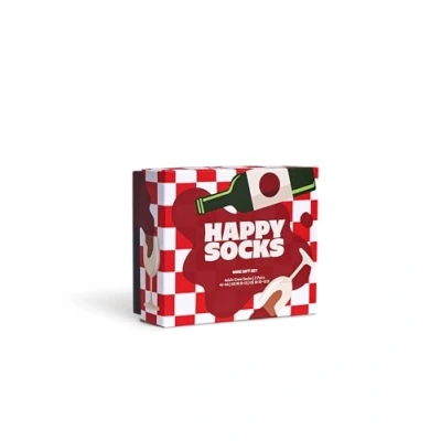 Image of Happy Socks WINE GIFT SET Unisex 2 PACK Socks, Size: 4 7, Black/red