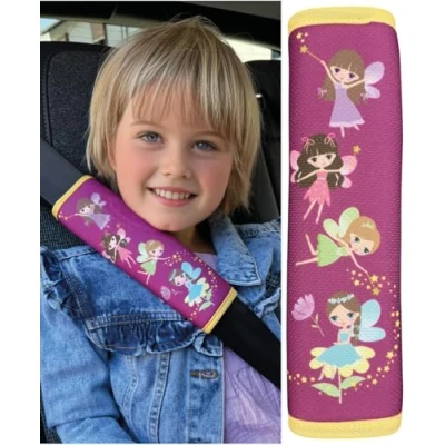 Image of HECKBO 2X Kids Car Seat Belt Pads Protectors Fairy for and Babies Ideal Any Booster Bicycle