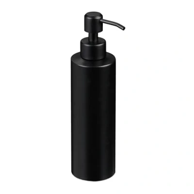 Image of Relaxdays Soap Dispenser, 300 ml, Stainless Steel, Refillable, Detergent &amp; Shower Gel, Bathroom Kitchen, Pump, Black