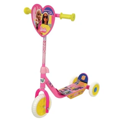 Image of Barbie 3 Wheel Tri Scooter for Kids Deluxe Edition Officially Licensed with Exciting Decals Sturdy Steel Frame Puncture Proof Tyres Adjustable Handlebar Height Age 3+ Years