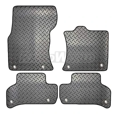 Image of Carsio Rubber 4 Piece Car Mat Set For Jaguar XE 2015+ Onwards with [8 Clips] Tailored Fit Floor Complete Accessory Black Custom Fitted All Weather &amp; Heavy Duty, Anti Slip Backing
