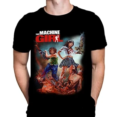 Image of The Machine Girl Mens Tshirt Halloween Gothic Horror Print, Black Graphic T Shirt, Movie Poster Tee