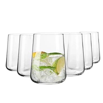 Image of Krosno Water Glasses, Drinks and Juice Glass Tumbler 490 ml Set of 6 Infinity Collection Lead Free Durable Glassware Cups, Tumblers Ideal for Home &amp; Bar Drinking Glasses