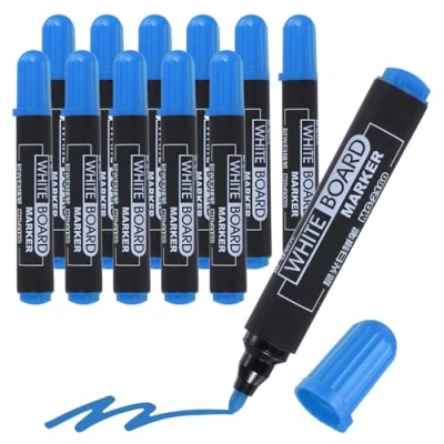 Image of M&amp;G Dry Erase Markers, 12 Pack Quick Drying White Board Markers Low Odor Whiteboard Marker Fine Tip Marking Pens for Classroom Office Meeting Home, Blue