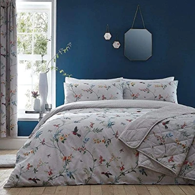 Image of Dreams &amp; Drapes Mansfield Easy Care Duvet Cover Set Super King Bed Size in Grey