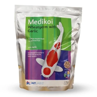 Image of NT Labs Medikoi Wheatgerm With Garlic, Complete Feed For All Pond Fish, Ideal Late Autumn, Winter &amp; Early Spring Feeding, Maintains Immune System, Koi Fish Food (1.75kg)
