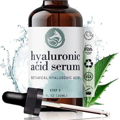 Image of Hyaluronic Acid Serum Vitamin C and E Hydrating Anti Aging for Face Skin Green Tea, Jojoba Oil, Witch Hazel Best Natural Organic Toner Plus Moisturizer 1 Ounce by Foxbrim