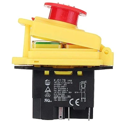 Image of KEDU KJD17B 5 Pins Industrial Electromagnetic Switch Waterproof ON OFF Push Button Emergency Stop Pushbutton Switches with Power Outage and Undervoltage Protection Functions 250V 18/15A