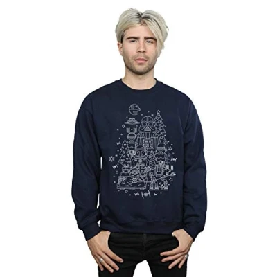 Image of Star Wars Men&#039;s Empire Christmas Sweatshirt Navy Blue Large