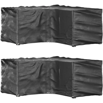Image of vidaXL L Shaped Garden Furniture Covers 2 pcs 12 Eyelets 185x185x90 cm