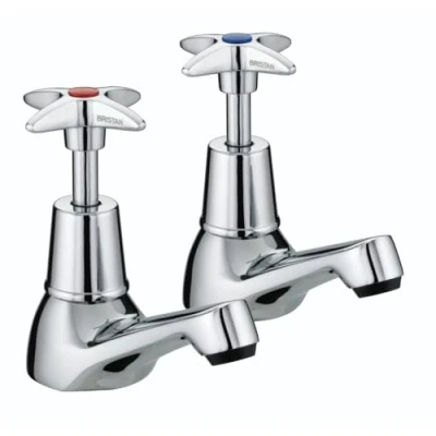 Image of Bristan VAX 1/2 C 5412, Metal Cross Top Basin Taps Chrome Plated