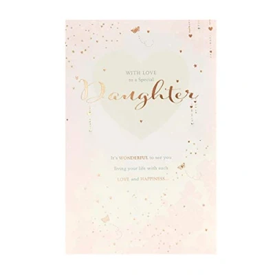 Image of Daughter Birthday Card with Sentimental Message Contemporary Pink Foil Design