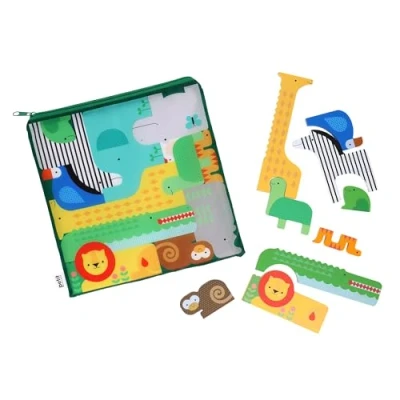 Image of Petit Collage 9781797232041 Includes 12 Wooden Pieces Follow The Guide or Make Adventure for Ages 3+, Safari Animals Shaped Puzzle