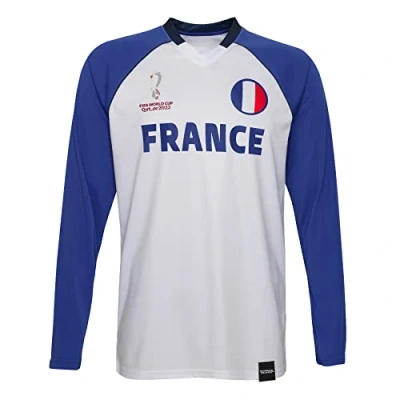 Image of FIFA Official World Cup 2022 Classic Long Sleeve, Men&#039;s, France, X Large White/Blue