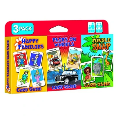Image of Cartamundi 3 x kids Card Games Jungle Snap, Pairs on Wheels &amp; Happy Families, Great Fun For Ages 4+