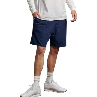 Image of Russell Athletic Men&#039;s Basic Cotton Jersey Short with Pockets, Navy, X Large