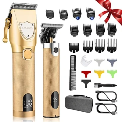 Image of Roziapro Hair Clippers Cordless Beard Trimmer for Men Professional Barber T Blade Rechargeable Grooming Kit Electric Cutting (Gold)