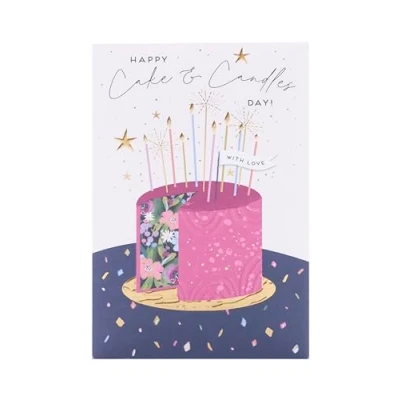 Image of UK Greetings Birthday Card for Her/Friend Floral Cake Design