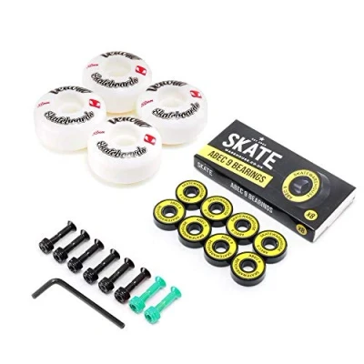 Image of Venom Skateboards Logo White Skateboard Wheels 52mm &amp; Skatewarehouse ABEC 9 Bearings Set + Bolts!