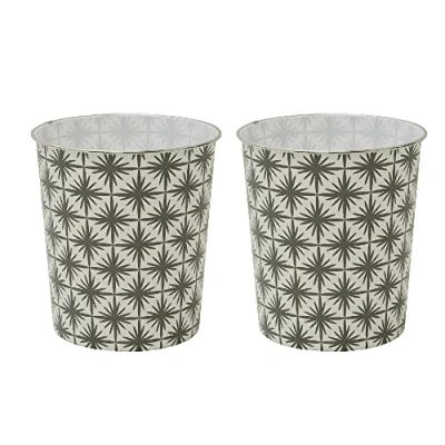 Image of JVL Geometric Grey Waste Paper Bin, Set of 2