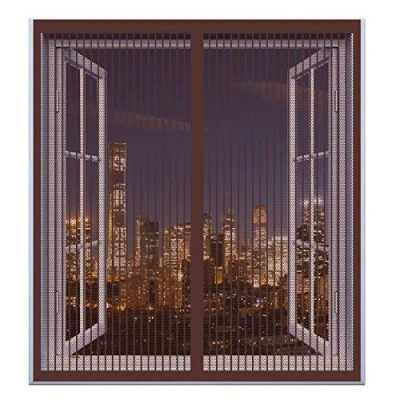 Image of Fly Screen Mosquito Net for Windows 60 x 150 cm Prevents Insects No Drilling Or Screwing Easy Installation All Windows, Brown