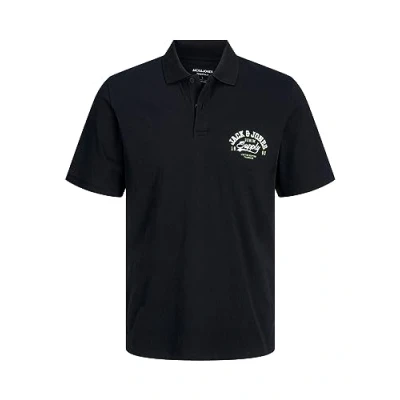 Image of JACK &amp; JONES Men&#039;s Jjelogo Polo Ss 2 Col Ss24 Sn Long Sleeved Shirt, Black, M