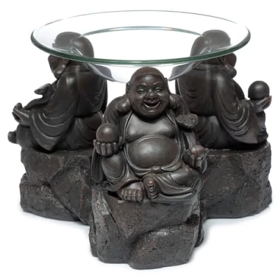 Image of Puckator Peace of the East Wood Effect Chinese Buddha Oil &amp; Wax Burner Living Room Accessories Liquidizer Burners For Essential Oils Melt Holder Fragrance Scents Melter