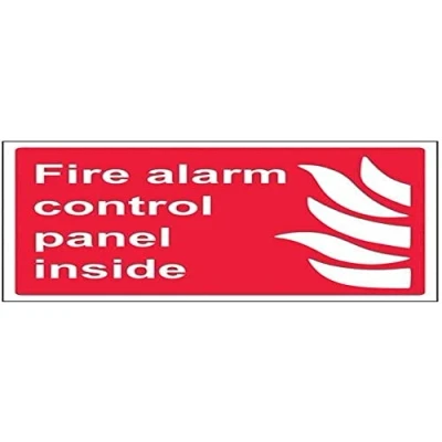Image of V Safety Fire Alarm Control Panel Inside Sign 200mm x 150mm Self Adhesive Vinyl