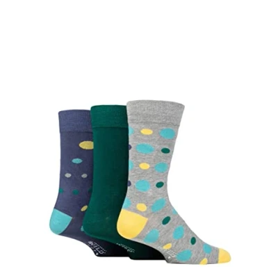 Image of Mens 3 Pair SOCKSHOP Wildfeet Patterned Spots and Stripes Bamboo Socks Grey Multi Size 7 11